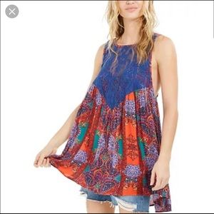 ❤️2 for $19- Free People “Count Me In” Trapeze/Swing Top/Dress | Blue Multi, NWT